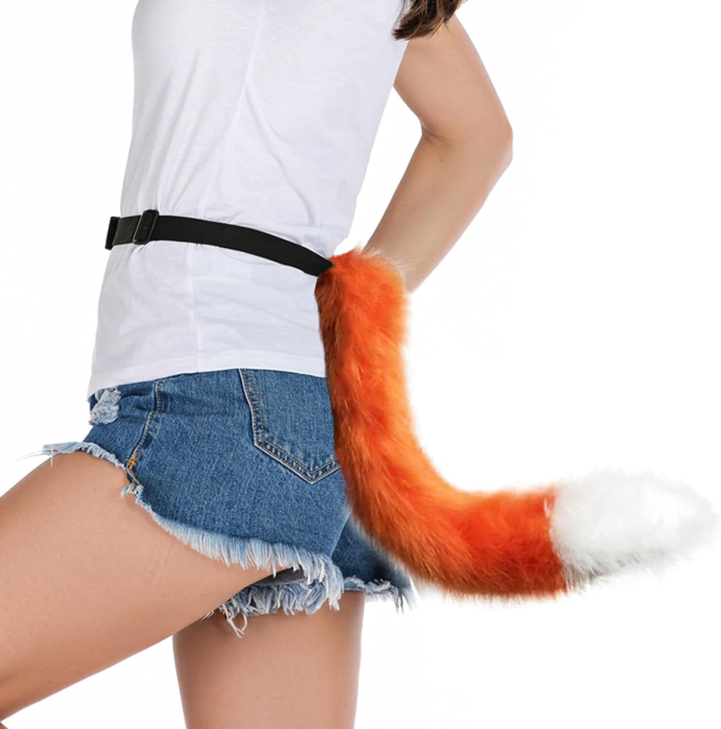 Haoan Faux Fur Fox Tail And Clip Ears Kit Werewolf Costume Halloween Cosplayorange Handmade